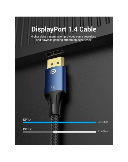 Cable Vention HCELG/ DisplayPort Macho - DisplayPort 8K Macho/ 1.5m/ Azul