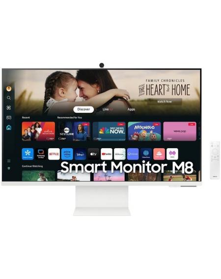 Smart Monitor Samsung M8 S32DM801UU 32'/ 4K/ Smart TV/ Webcam/ Multimedia/ Regulable en altura/ Blanco