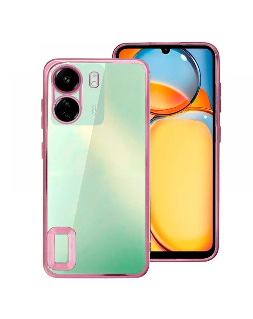 Carcasa COOL para Xiaomi Redmi 13C / 13C 5G / Poco C65 Borde Metalizado (Rosa)