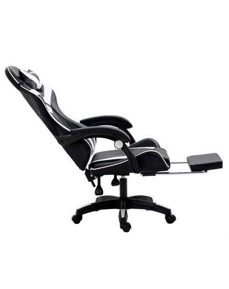 Sillón Gaming Premium COOL Rest Negro-Blanco (Reposapiés)