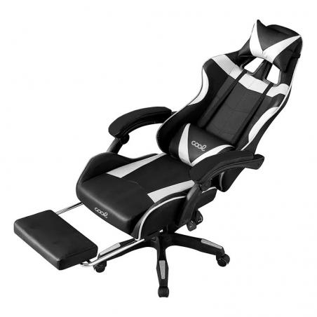 Sillón Gaming Premium COOL Rest Negro-Blanco (Reposapiés)