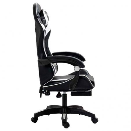 Sillón Gaming Premium COOL Rest Negro-Blanco (Reposapiés)