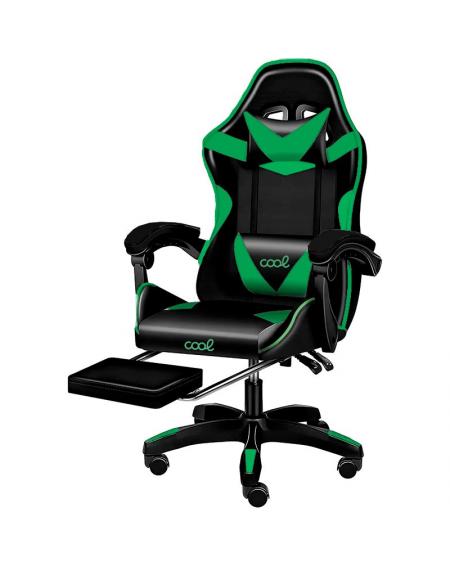 Sillón Gaming Premium COOL Rest Negro-Verde (Reposapiés)