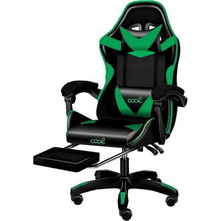 Sillón Gaming Premium COOL Rest Negro-Verde (Reposapiés)