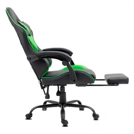 Sillón Gaming Premium COOL Rest Negro-Verde (Reposapiés)