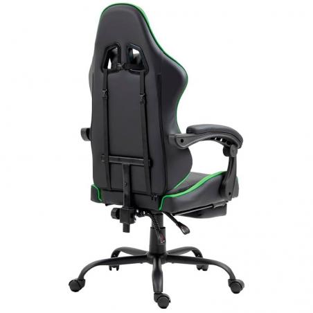 Sillón Gaming Premium COOL Rest Negro-Verde (Reposapiés)