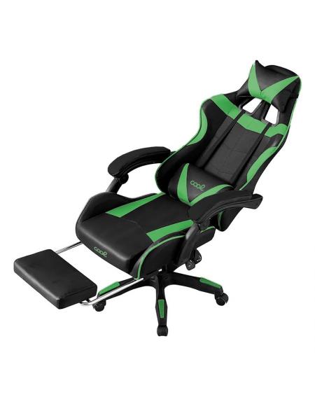 Sillón Gaming Premium COOL Rest Negro-Verde (Reposapiés)