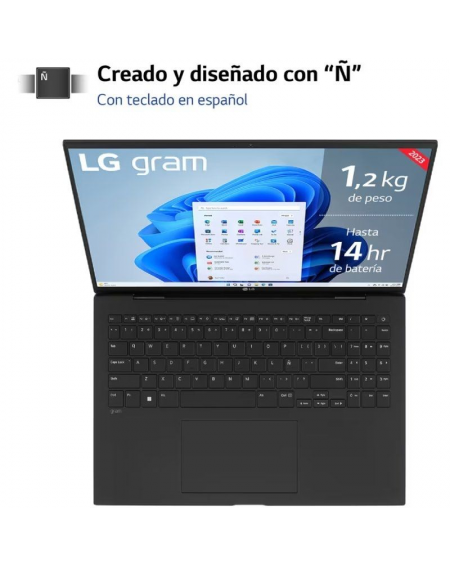 Portátil LG Gram 16Z90R-E AD78B Intel Core i7-1360P/ 32GB/ 1TB SSD/ GeForce RTX 3050/ 16'/ Win11