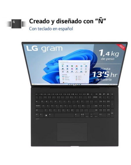 Portátil LG Gram 17Z90R-E.AD78B Intel Core i7-1360P/ 32GB/ 1TB SSD/ GeForce RTX 3050/ 17'/ Win11