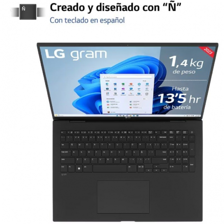 Portátil LG Gram 17Z90R-E.AD78B Intel Core i7-1360P/ 32GB/ 1TB SSD/ GeForce RTX 3050/ 17'/ Win11