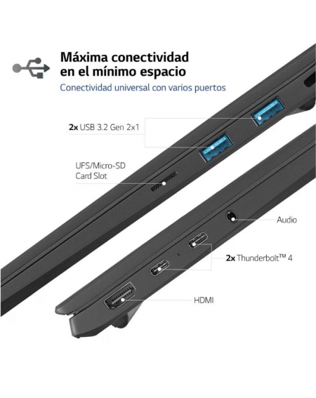Portátil LG Gram 17Z90R-E.AD78B Intel Core i7-1360P/ 32GB/ 1TB SSD/ GeForce RTX 3050/ 17'/ Win11
