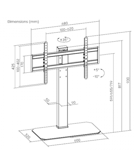 Soporte de Mesa TM Electrón TMSLC424 para TV de 46-86'/ hasta 60kg