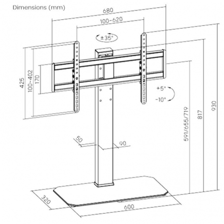 Soporte de Mesa TM Electrón TMSLC424 para TV de 46-86'/ hasta 60kg