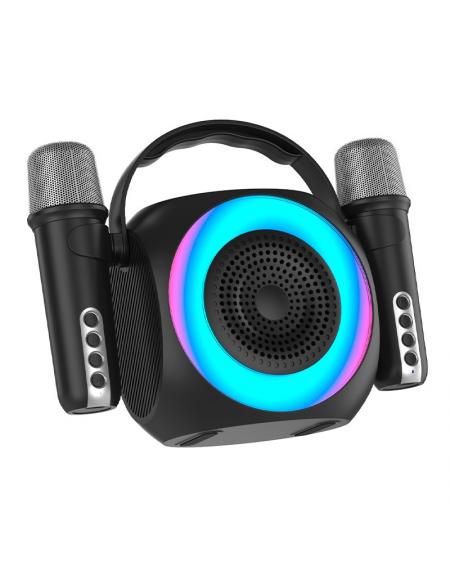 Altavoz Bluetooth Universal Música 6W COOL Mini Karaoke Party + 2 Micrófonos Negro