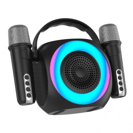 Altavoz Bluetooth Universal Música 6W COOL Mini Karaoke Party + 2 Micrófonos Negro