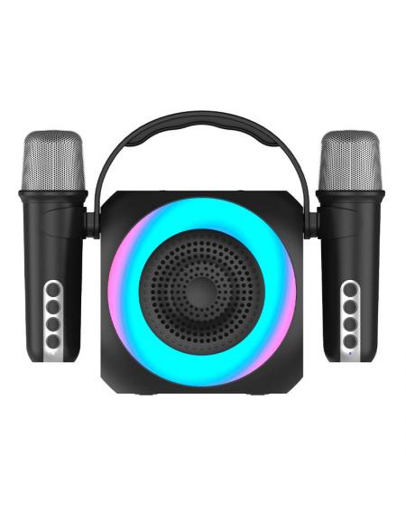 Altavoz Bluetooth Universal Música 6W COOL Mini Karaoke Party + 2 Micrófonos Negro