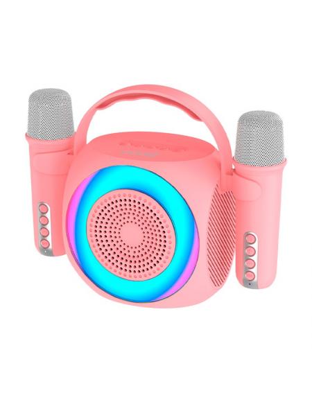 Altavoz Bluetooth Universal Música 6W COOL Mini Karaoke Party + 2 Micrófonos Rosa