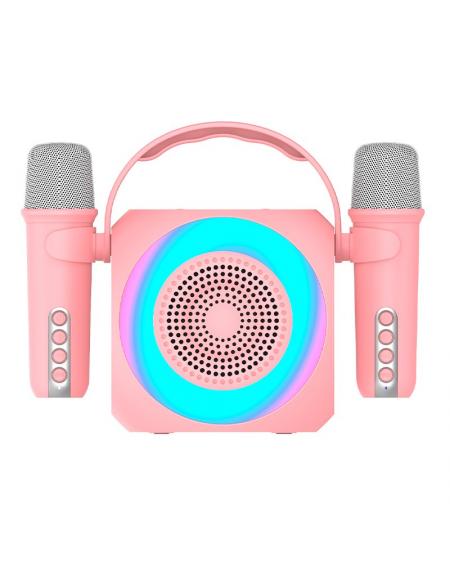 Altavoz Bluetooth Universal Música 6W COOL Mini Karaoke Party + 2 Micrófonos Rosa