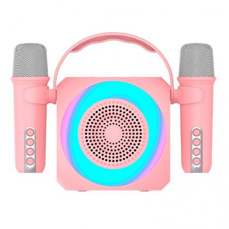 Altavoz Bluetooth Universal Música 6W COOL Mini Karaoke Party + 2 Micrófonos Rosa