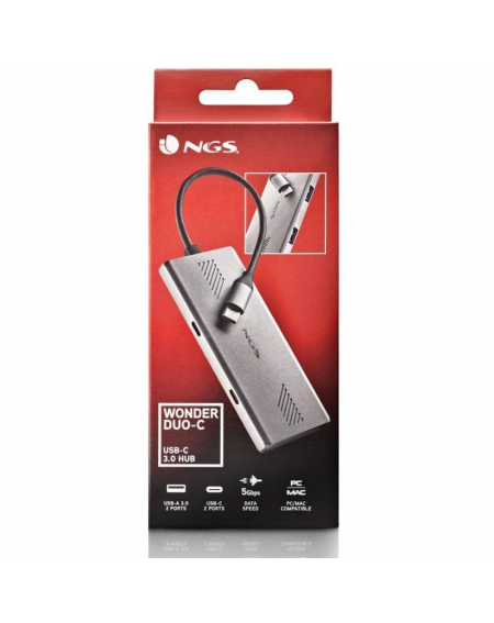 Hub USB Tipo-C NGS WonderDuo-C / 2xUSB/ 2xUSB Tipo-C