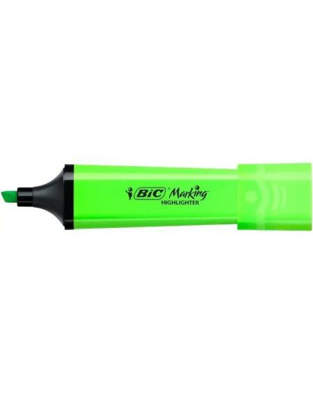 Caja de Marcadores Fluorescentes Bic Highlighter Flat Neón/ 12 unidades/ Verdes