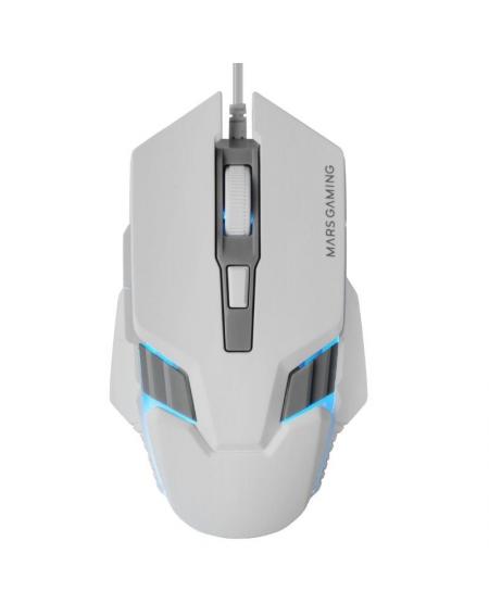 Ratón Gaming Mars Gaming MM024/ Hasta 4000 DPI/ Blanco