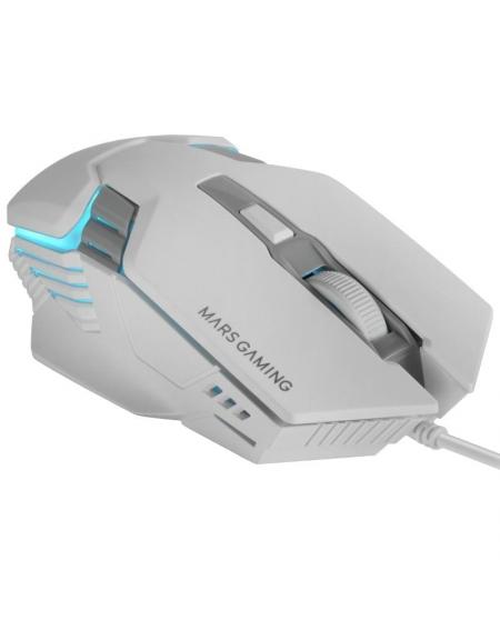 Ratón Gaming Mars Gaming MM024/ Hasta 4000 DPI/ Blanco