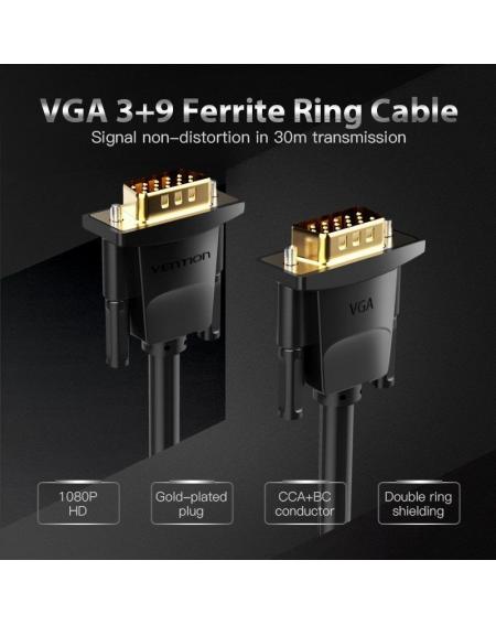 Cable VGA Vention DADBL/ VGA Macho - VGA Macho/ 10m/ Negro