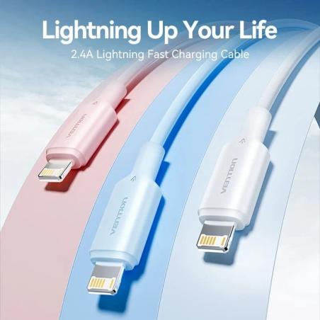 Cable USB 2.0 Lightning Vention LAMSH/ USB Macho - Lightning Macho/ 480Mbps/ 2m/ Azul