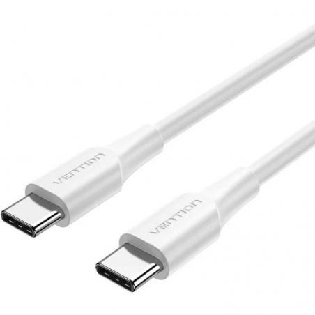 Cable USB 2.0 Tipo-C 3A Vention TRCWH/ USB Tipo-C Macho - USB Tipo-C Macho/ Hasta 60W/ 480Mbps/ 2m/ Blanco