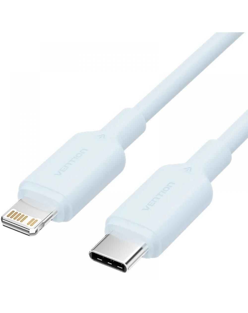 Cable USB 2.0 Tipo-C Lightning Vention LAKSF/ USB Tipo-C Macho - Lightning Macho/ Hasta 27W/ 480Mbps/ 1m/ Azul