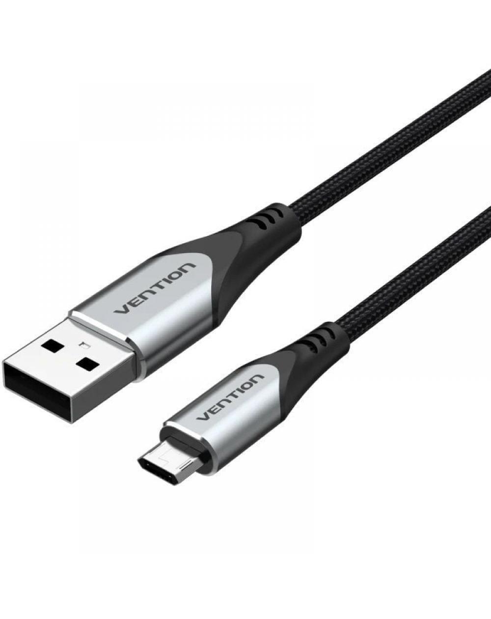 Cable USB 2.0 Vention COCHF/ microUSB Macho - USB Macho/ 480Mbps/ 1m/ Gris