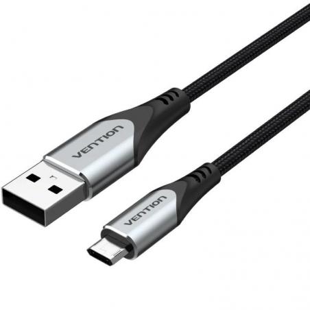 Cable USB 2.0 Vention COCHH/ microUSB Macho - USB Macho/ 480Mbps/ 2m/ Gris