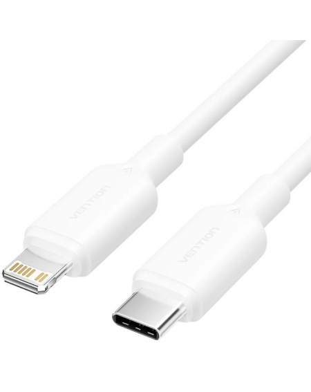 Cable USB 2.0 Tipo-C Lightning Vention LAKWH/ USB Tipo-C Macho - Lightning Macho/ Hasta 27W/ 480Mbps/ 2m/ Blanco