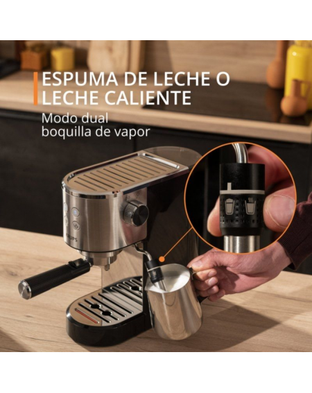 Cafetera Expreso Krups Virtuoso/ 1400W/ 15 Bares/ Plata