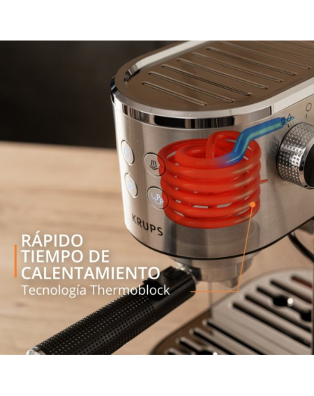 Cafetera Expreso Krups Virtuoso/ 1400W/ 15 Bares/ Plata