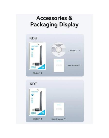 Adaptador USB - WiFi Vention KDTB0/ 650Mbps