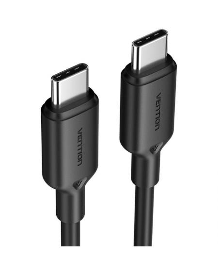 Cable USB 2.0 Tipo-C 3A Vention TRCBF/ USB Tipo-C Macho - USB Tipo-C Macho/ Hasta 60W/ 480Mbps/ 1m/ Negro