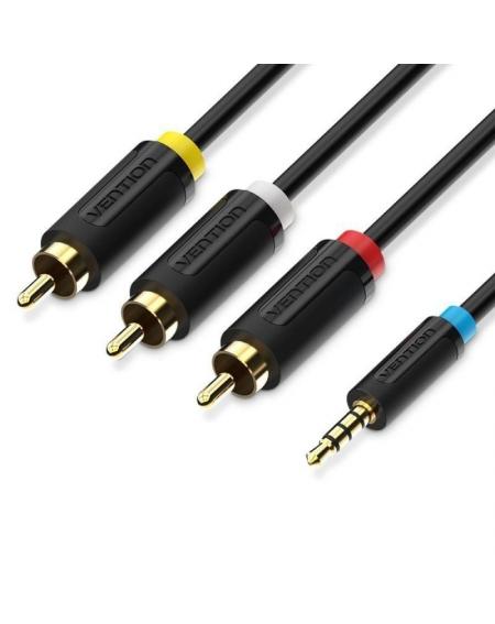 Cable Estéreo Vention BCCBG/ Jack 2.5 Macho - 3x RCA Macho/ 1.5m/ Negro