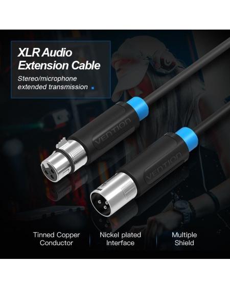 Cable Estéreo Vention BBFBJ/ XLR Macho - XLR Hembra/ 5m/ Negro