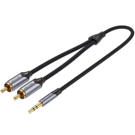 Cable Audio Vention BCNBG/ 2x RCA Macho - Jack 3.5 Macho/ 1.5m/ Gris