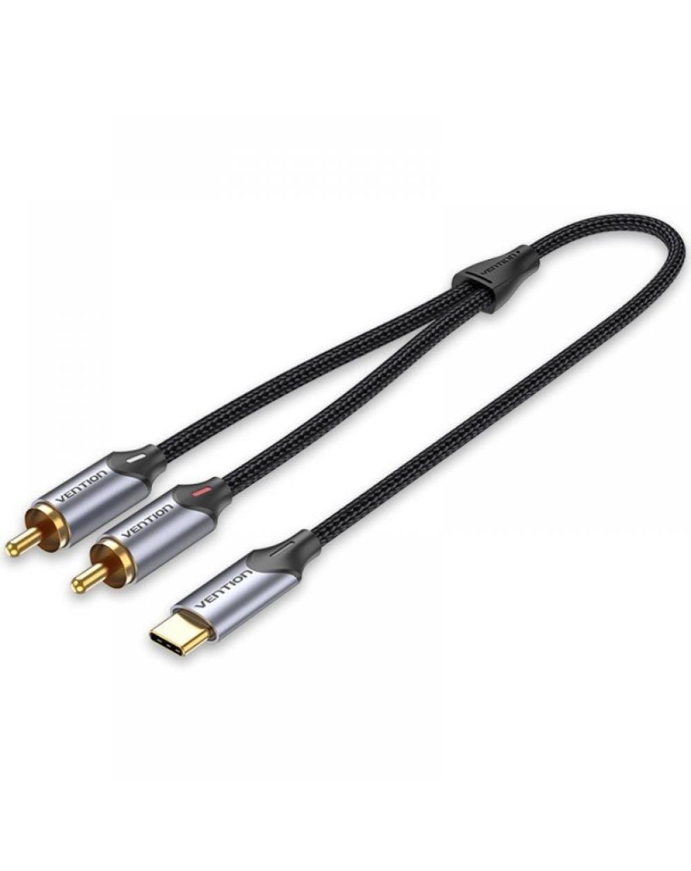 Cable Conversor Vention BGUHG/ 2x RCA Macho - USB Tipo-C Macho/ 1.5m/ Gris