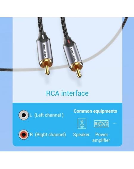 Cable Conversor Vention BGUHG/ 2x RCA Macho - USB Tipo-C Macho/ 1.5m/ Gris