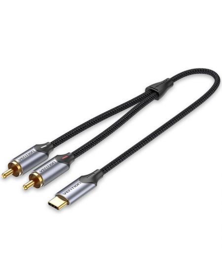 Cable Conversor Vention BGUHI/ 2x RCA Macho - USB Tipo-C Macho/ 3m/ Gris