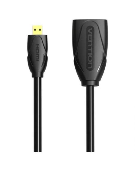 Cable Alargador Micro HDMI 4K Vention ABBBF/ Micro HDMI Macho - HDMI Hembra/ 1m/ Negro