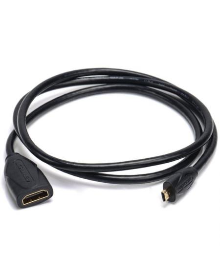 Cable Alargador Micro HDMI 4K Vention ABBBF/ Micro HDMI Macho - HDMI Hembra/ 1m/ Negro