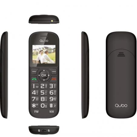 Teléfono Móvil Qubo D-1803 para Personas Mayores/ Negro