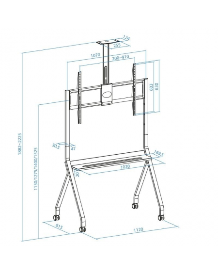 Soporte de Suelo con Ruedas TooQ FS20208M-B para TV de 55-100'/ hasta 120kg