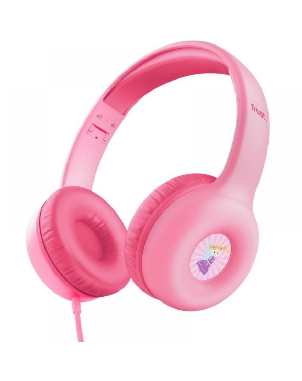 Auriculares Infantiles Trust Nouna Kids/ con Micrófono/ Rosas