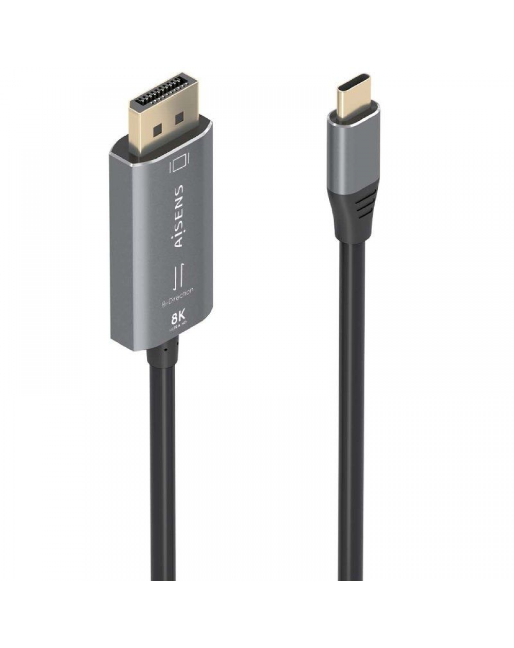 Cable Conversor Aisens A109-0880/ USB Tipo-C Macho - DisplayPort Macho/ 1.8m/ Negro